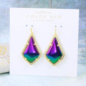 Kendra Scott Alex Iridescent Blue Goldstone Earrings Gold Plated